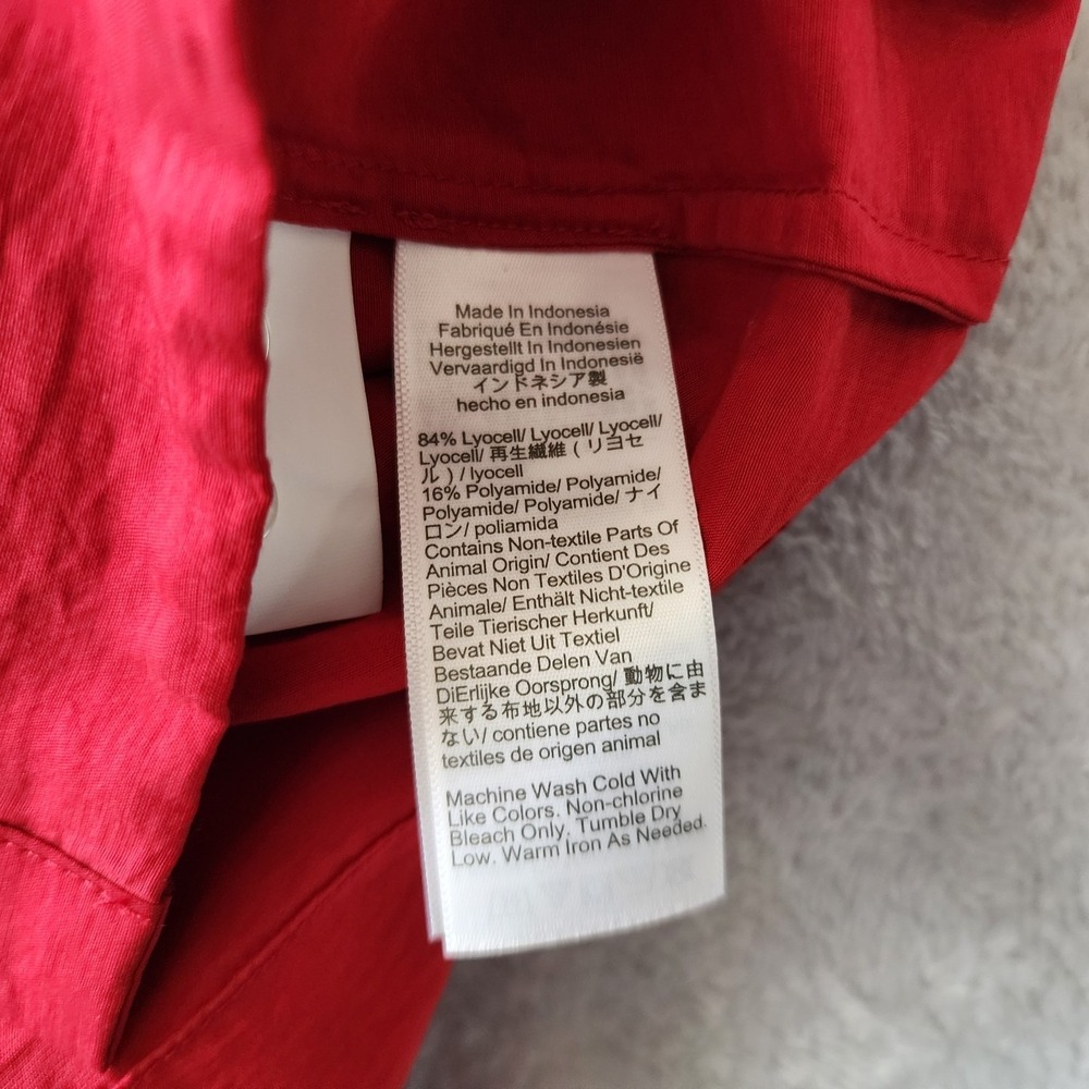 Madewell Top Womens Size Medium Shirred Romantic Balloon Sleeve Crimson Red - Picture 7 of 9